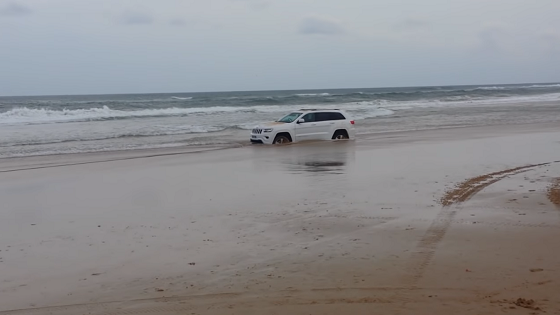 driving on wet sand